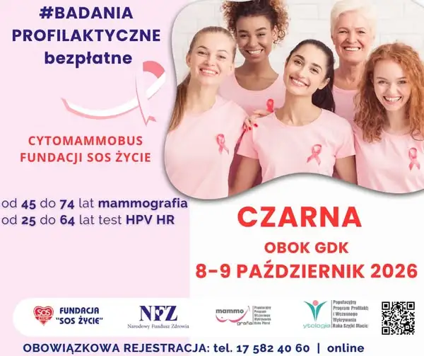Bezpłatne mammografie i testy HPV w Czarnej Górnej – 8 i 9 października