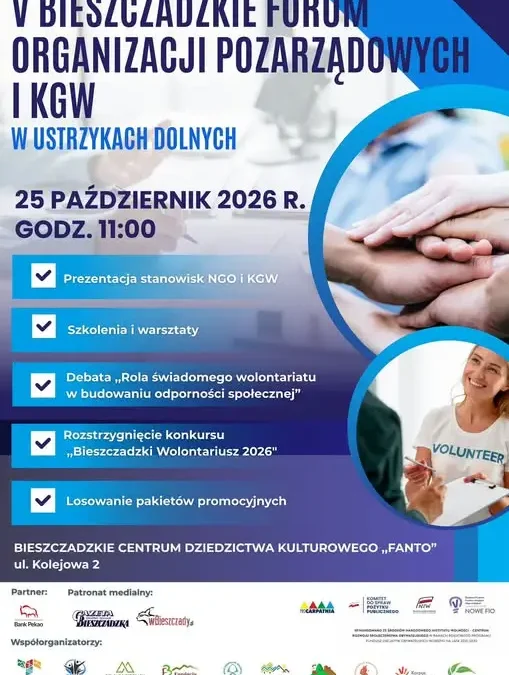 V Bieszczadzkie Forum Organizacji Pozarządowych i KGW już 25 października w Ustrzykach Dolnych