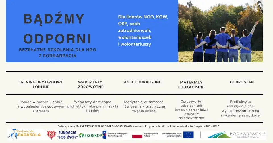 Bezpłatne szkolenia dla NGO z Podkarpacia – zdrowie fizyczne i psychiczne
