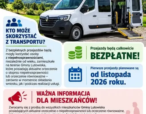 Gmina Lutowiska z nowym busem do przewozu osób z niepełnosprawnościami