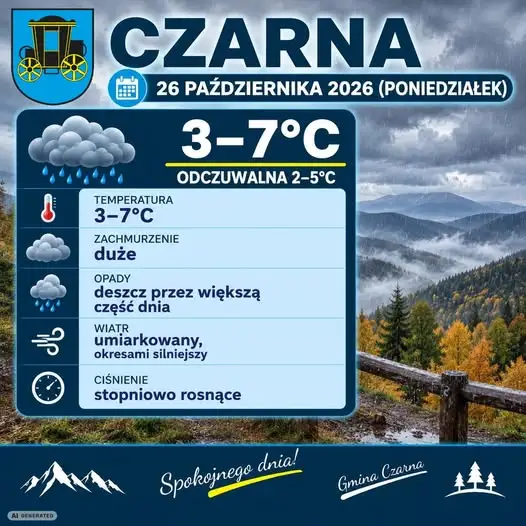 Poniedziałek w Bieszczadach: chłodno, deszczowo i pochmurno